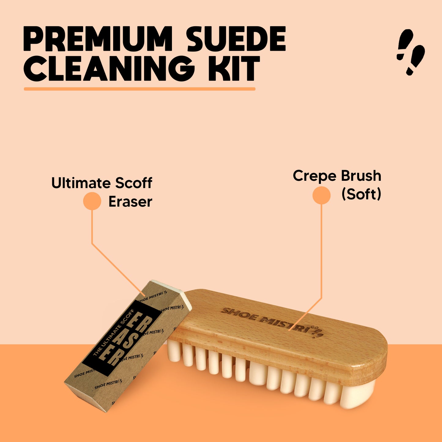 Shoe Mistri Premium Suede Care Combo Of Suede Brush with Suede Eraser | Suitable for Cleaning Suede & Nubuck Boots