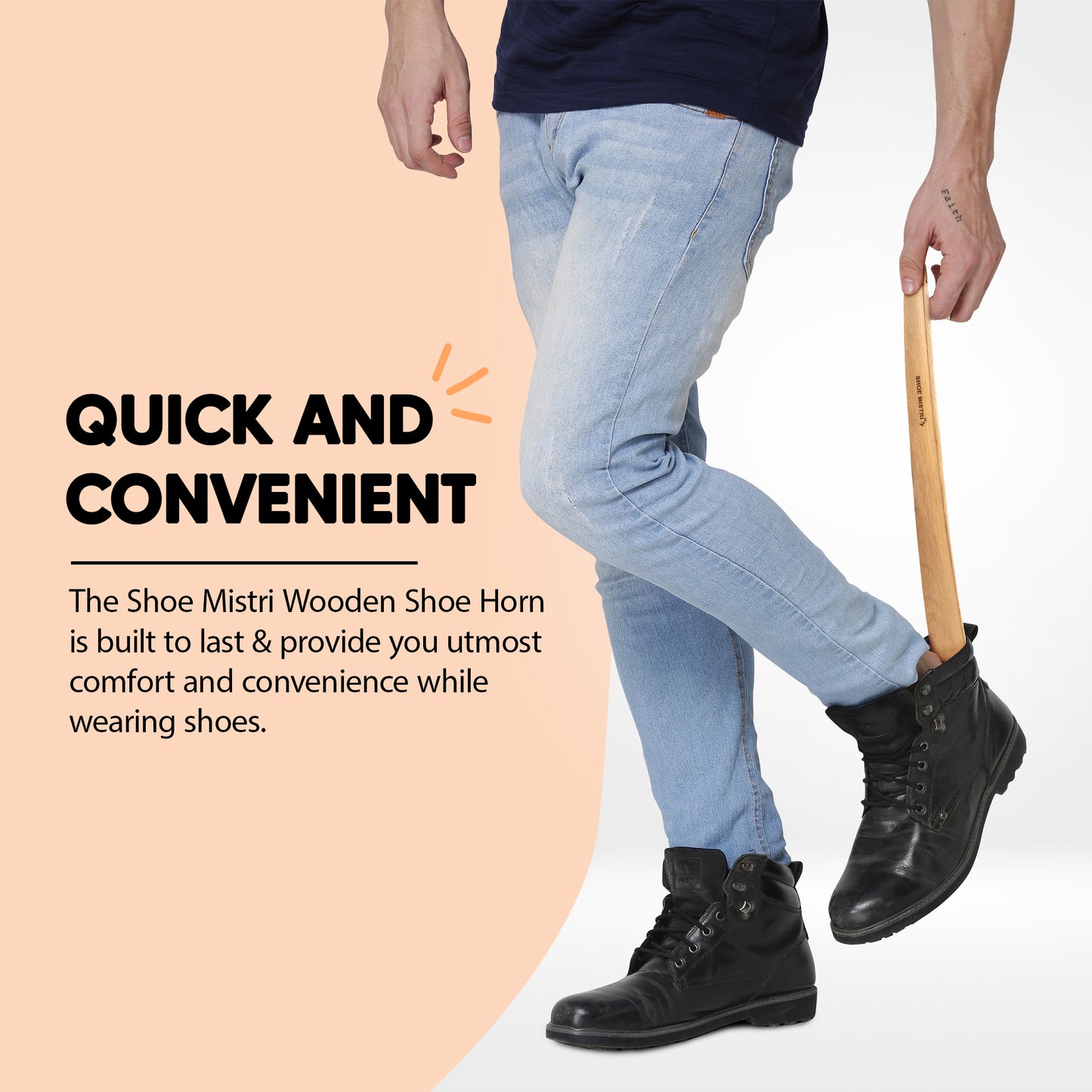 Shoe mistri Shoe Horn for Men & Women | Lightweight Wooden Material I 17" (for Bag, Drawer, Home, Work, Car, Travelling etc.)