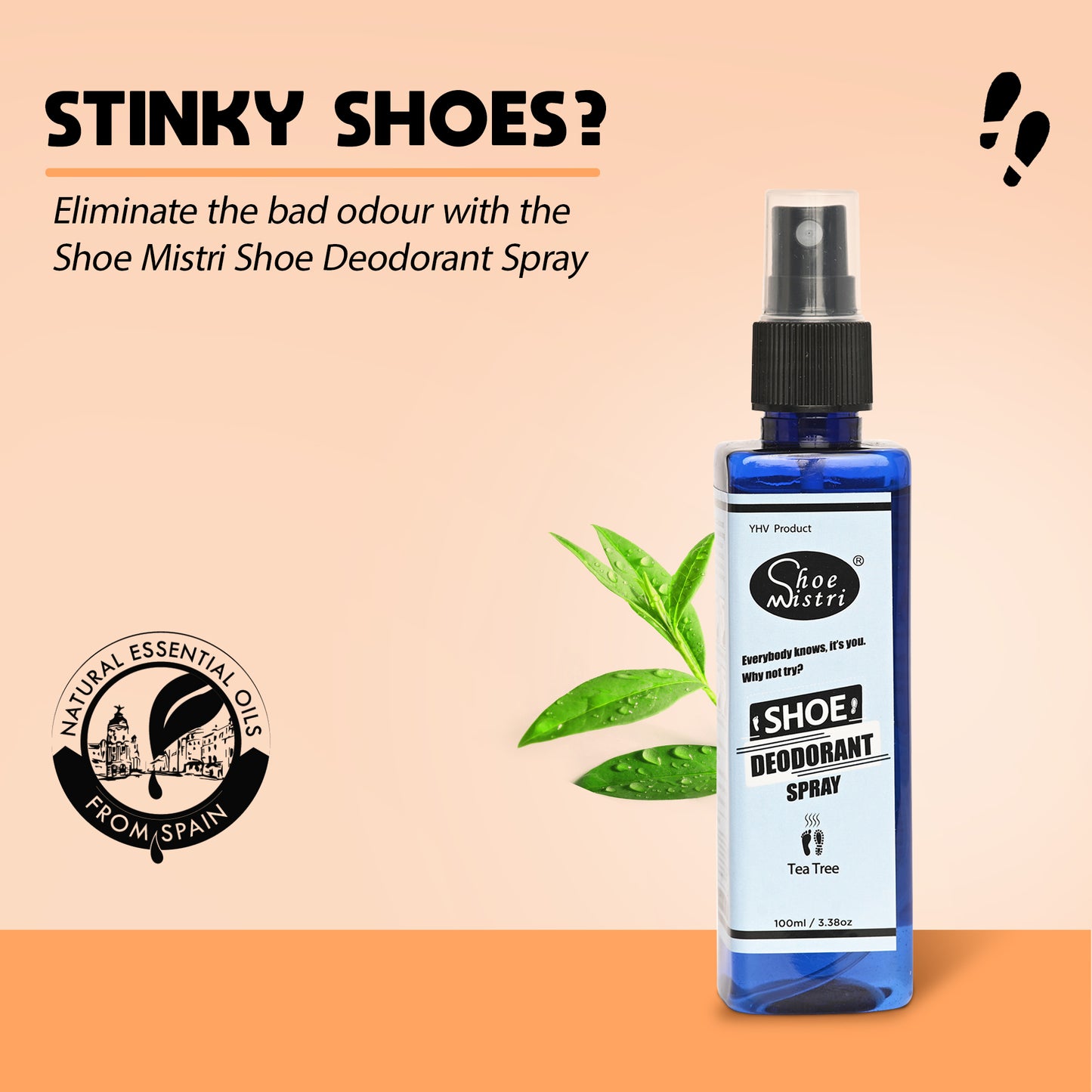 Shoe Mistri Foot and Shoe Deodorant Spray with Essential Oils(Tea Tree)