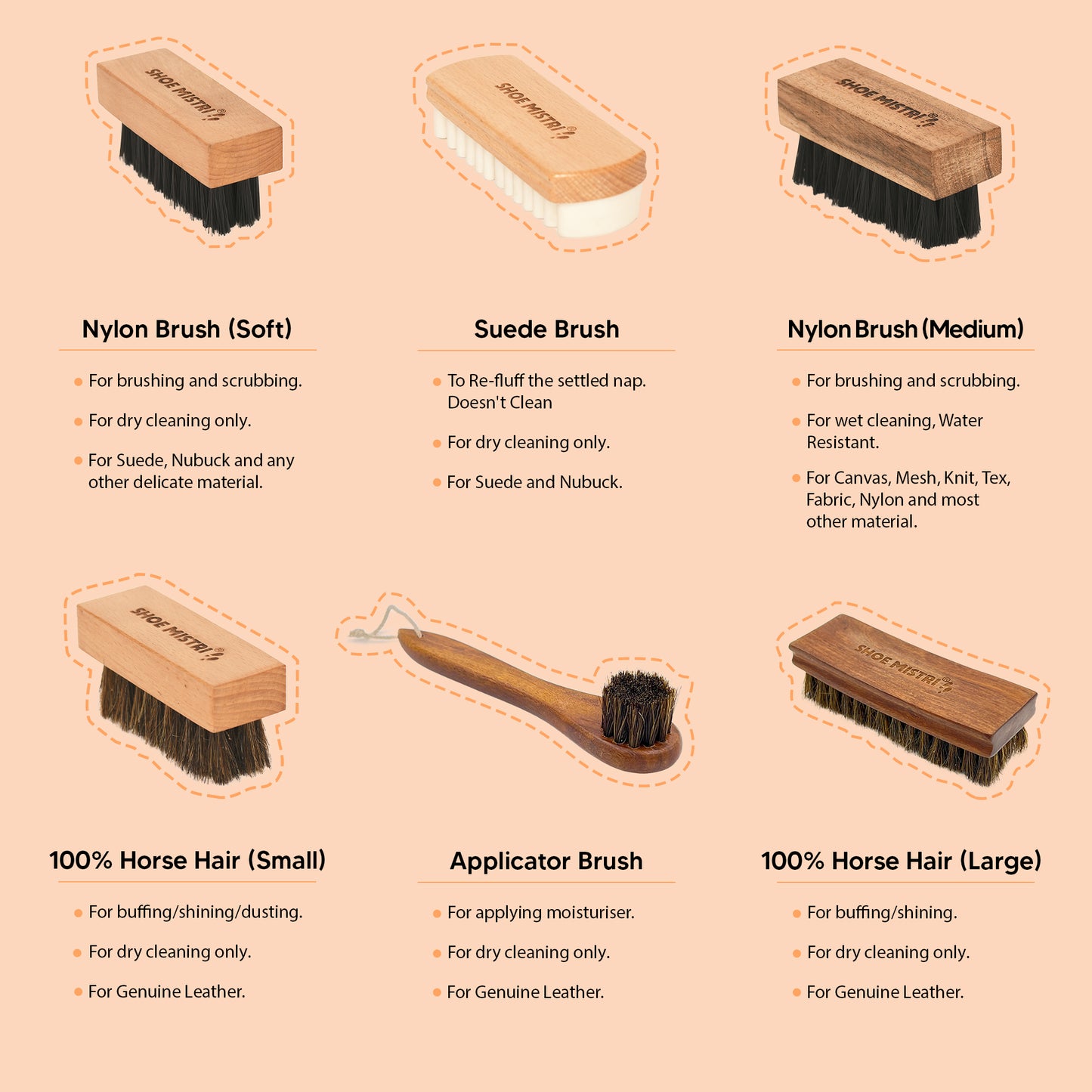 Shoe Mistri Hand Made Nylon Bristles Shoe Brush for Cleaning, Foaming & Scrubbing Shoe Cleaner on Sneakers and Other Footwear
