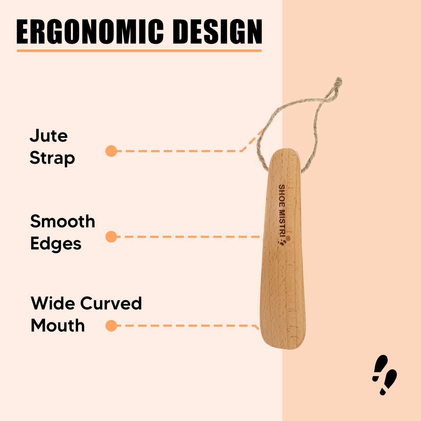 Shoe mistri Shoe Horn for Men & Women | Lightweight Wooden Material I 6" (for Bag, Drawer, Home, Work, Car, Travelling etc.)