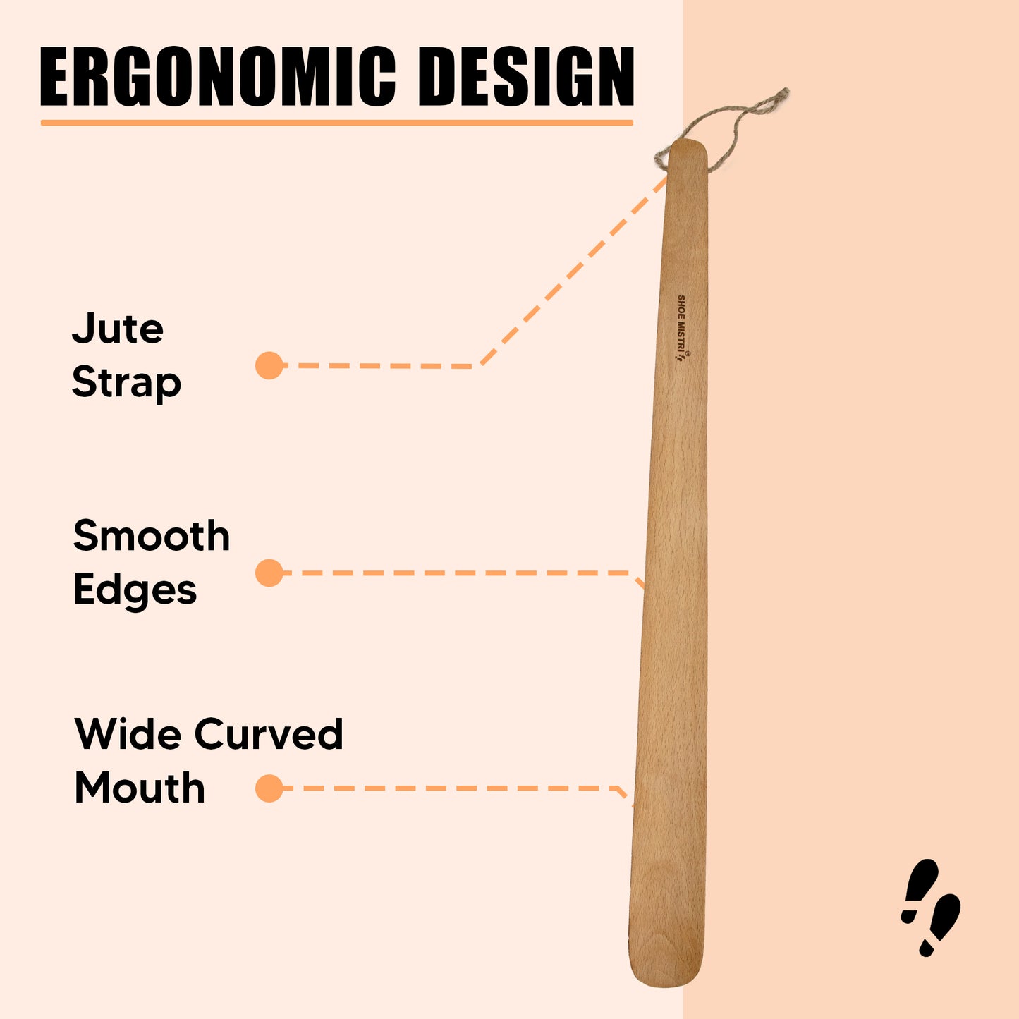 Shoe Mistri Shoe Horn for Men & Women | Lightweight Wooden Material I 23" (for Bag, Drawer, Home, Work, Car, Travelling etc.)