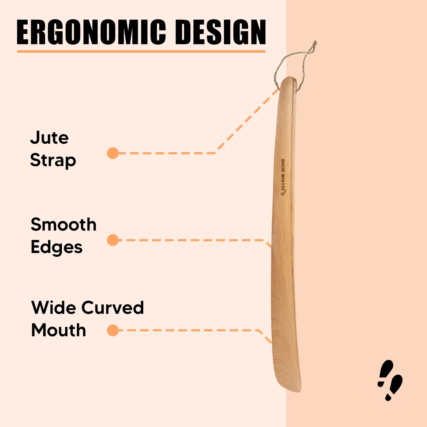 Shoe mistri Shoe Horn for Men & Women | Lightweight Wooden Material I 17" (for Bag, Drawer, Home, Work, Car, Travelling etc.)