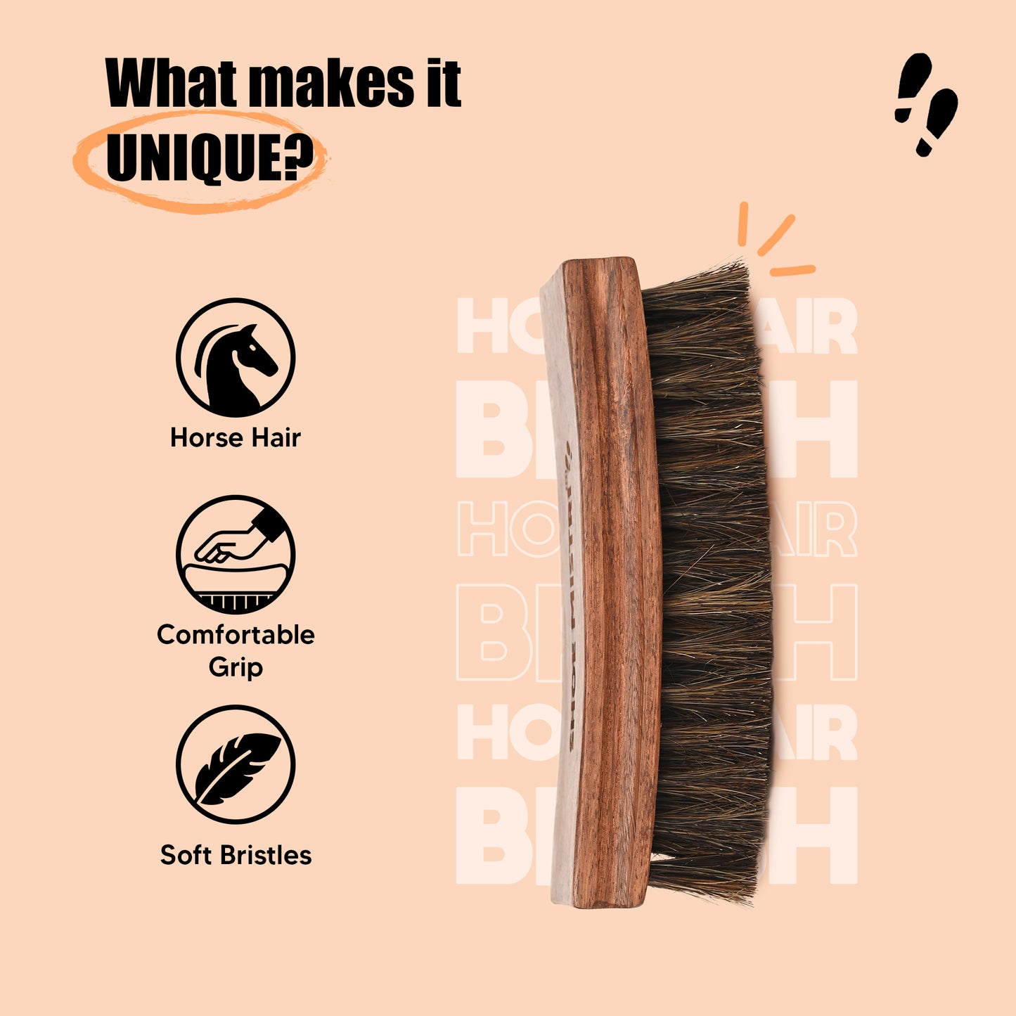 Shoe Mistri handcrafted Curved Horse Hair Brush(Large)