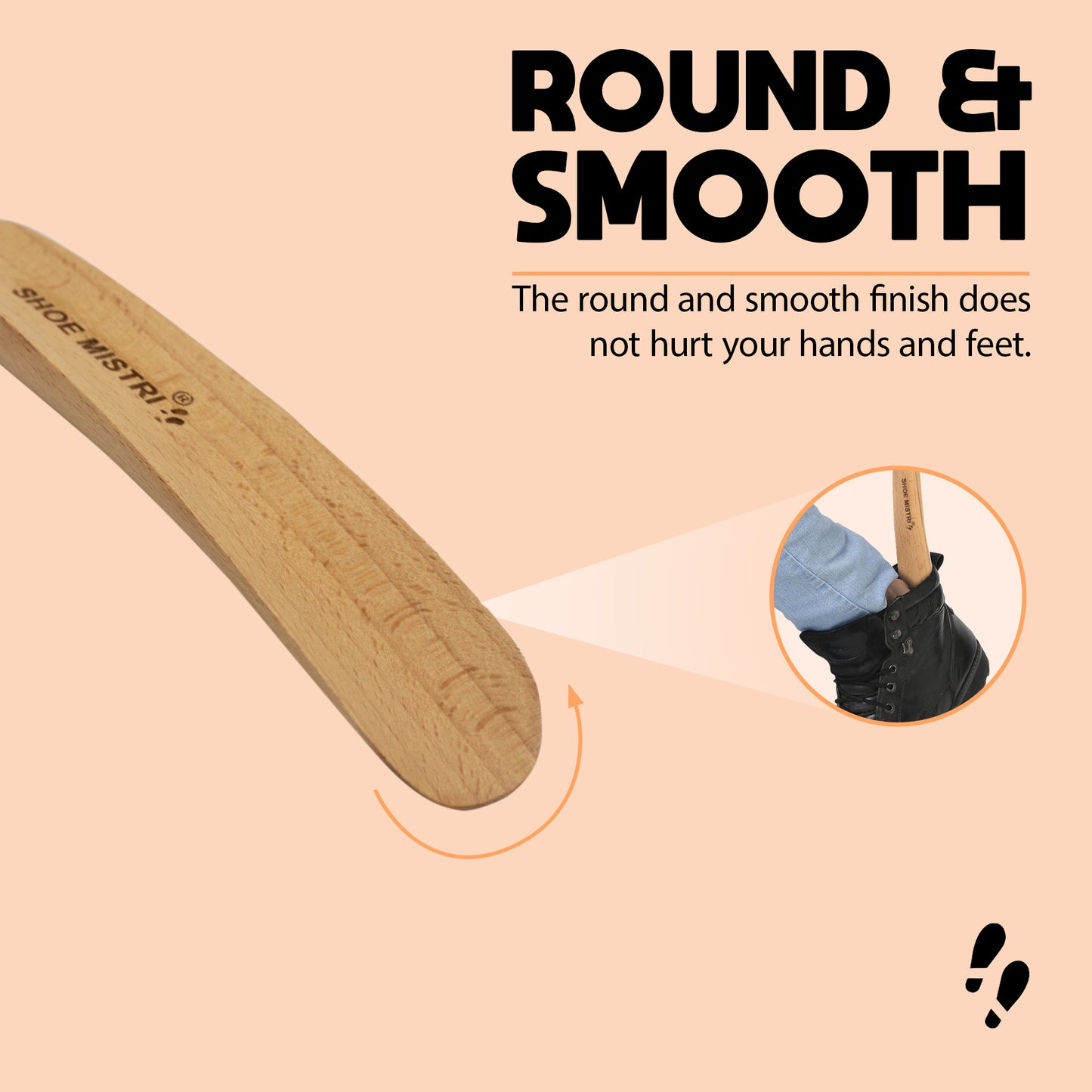 Shoe mistri Shoe Horn for Men & Women | Lightweight Wooden Material I 6" (for Bag, Drawer, Home, Work, Car, Travelling etc.)