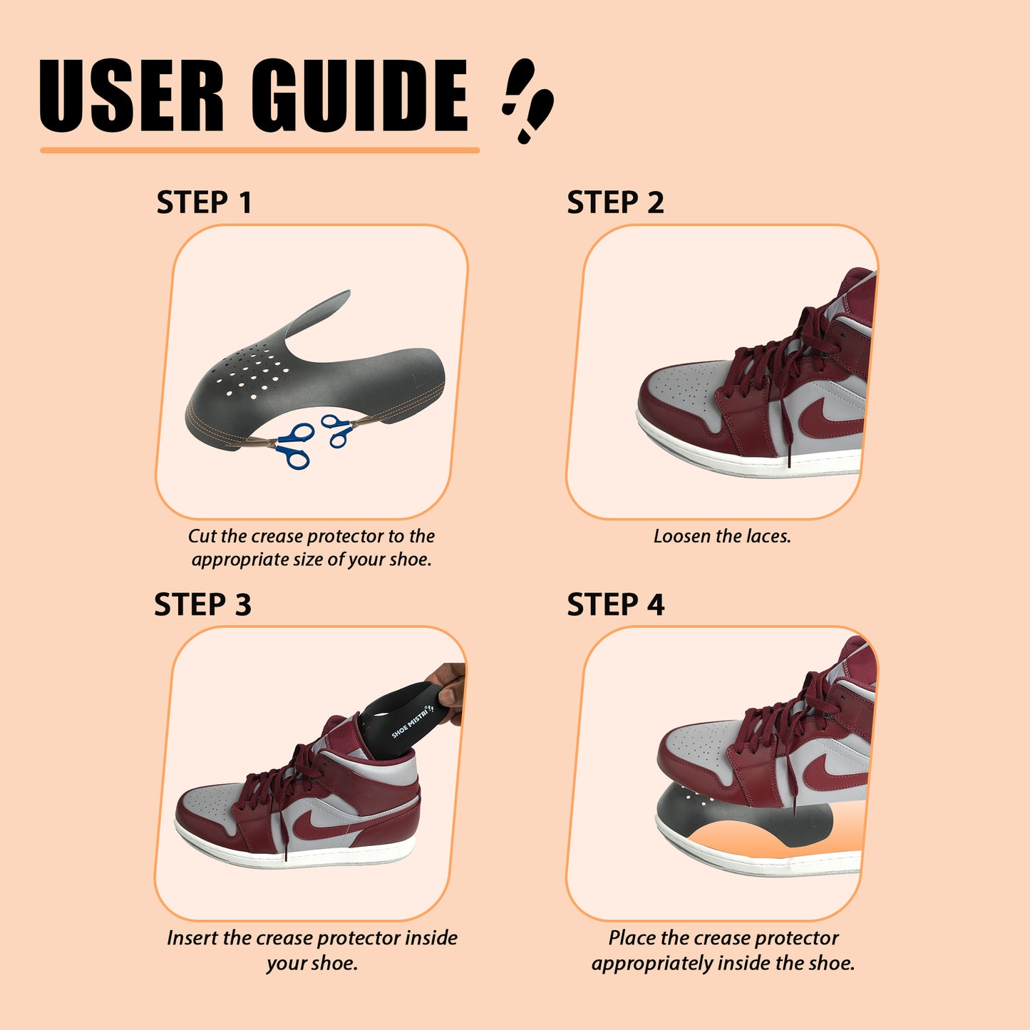 Shoe Mistri Sneaker Shoes Crease Protector, Soft Plastic Material Comfortable Shoe Protectors