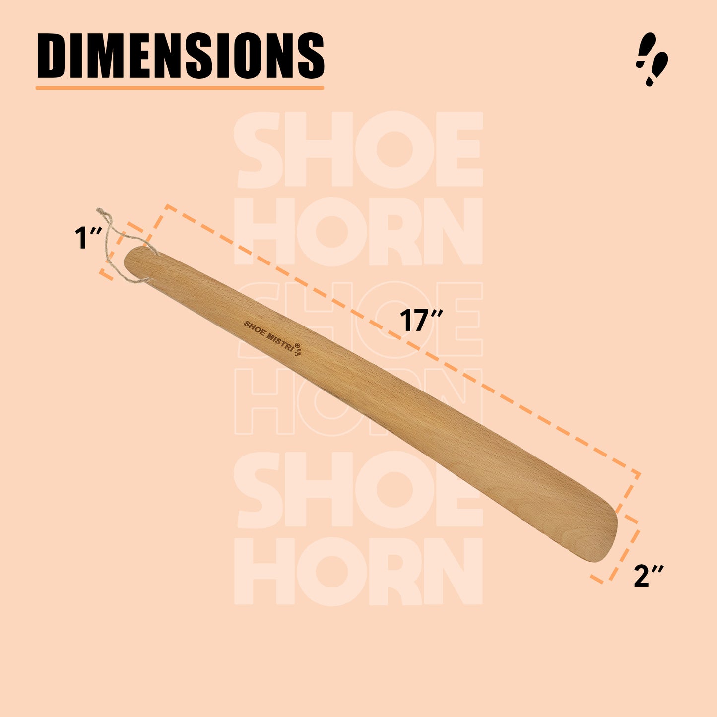 Shoe mistri Shoe Horn for Men & Women | Lightweight Wooden Material I 17" (for Bag, Drawer, Home, Work, Car, Travelling etc.)