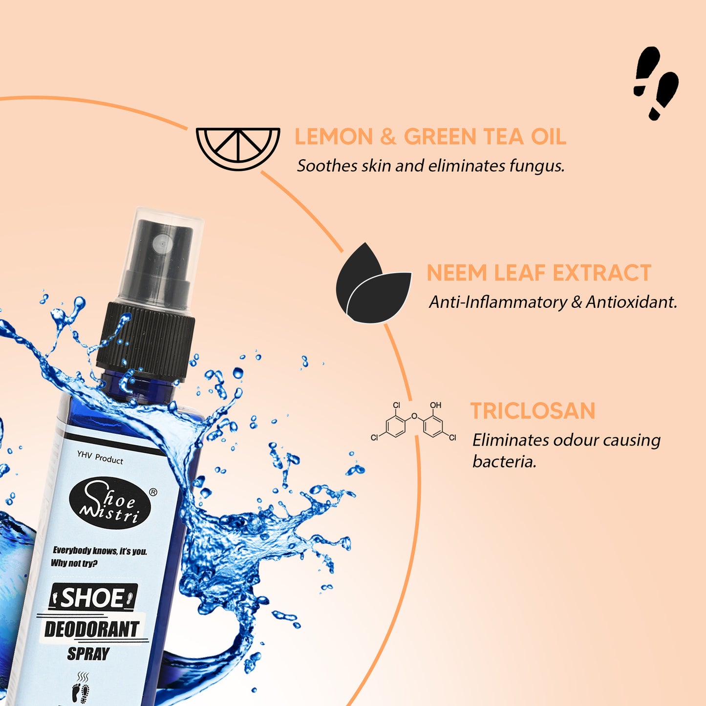 Shoe Mistri Foot and Shoe Deodorant Spray with Essential Oils(Tea Tree)