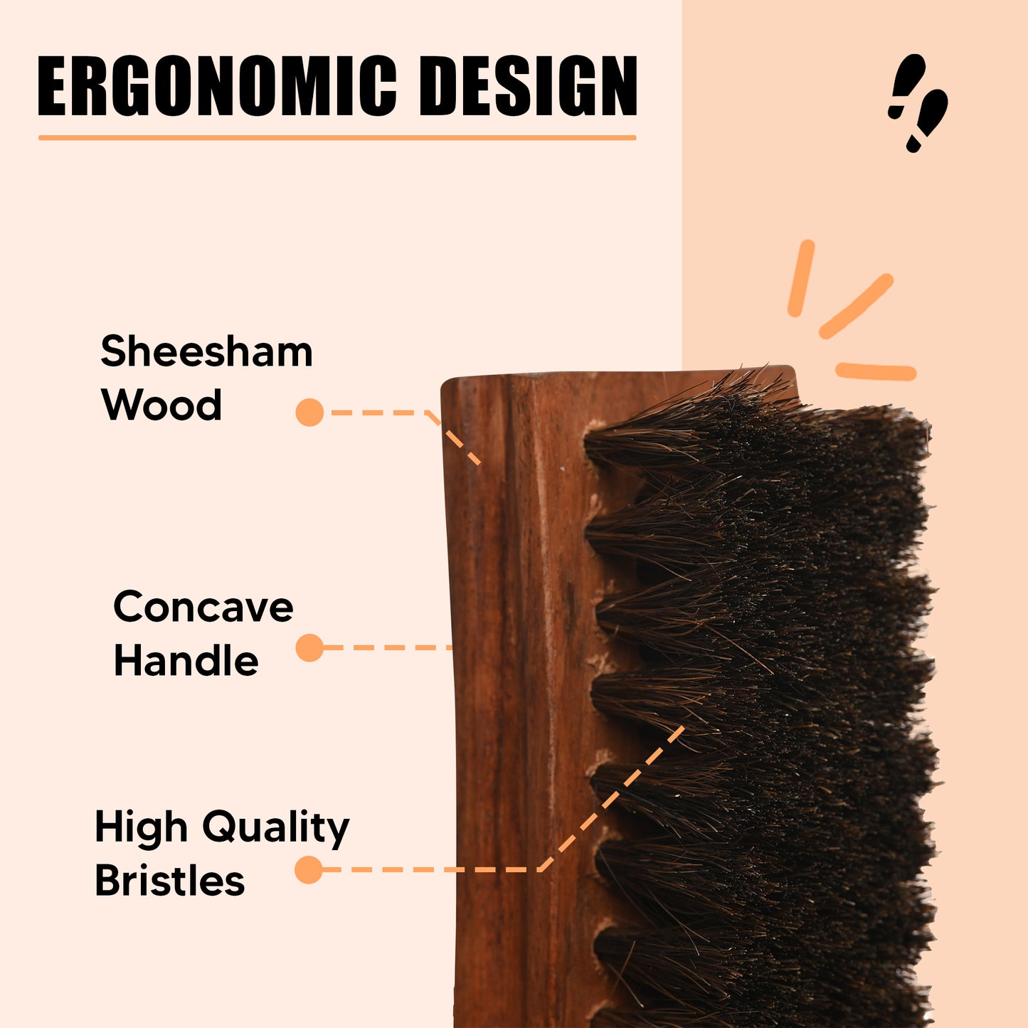 Shoe Mistri handcrafted Curved Horse Hair Brush(Large)