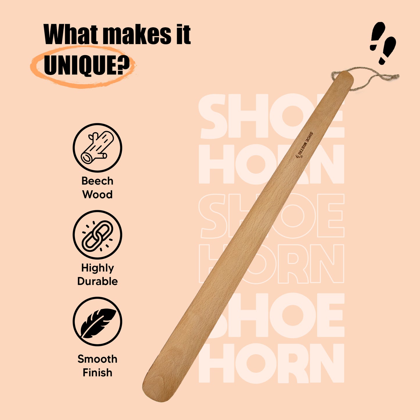 Shoe Mistri Shoe Horn for Men & Women | Lightweight Wooden Material I 23" (for Bag, Drawer, Home, Work, Car, Travelling etc.)
