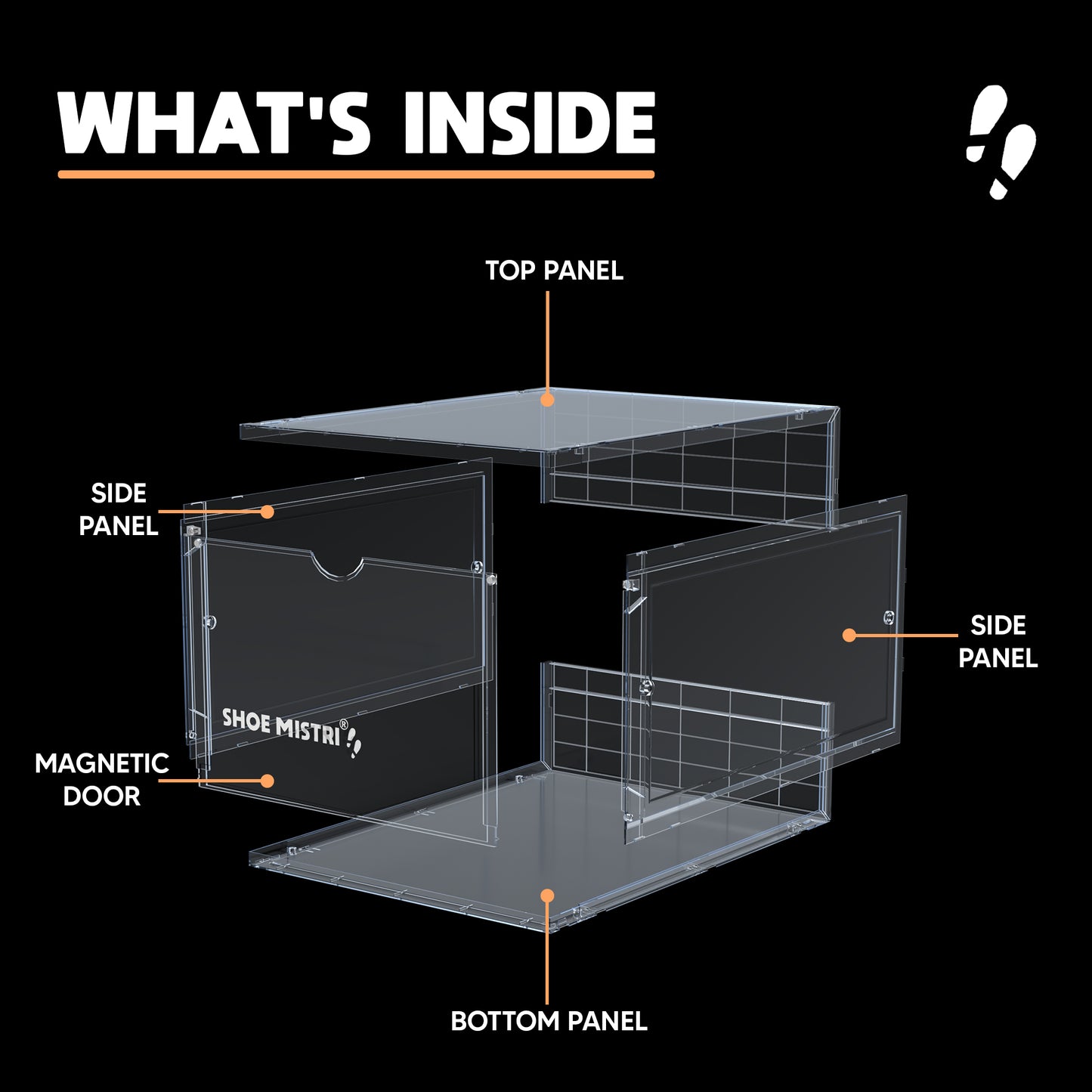 Shoe Mistri Shoe Crates for Sneakers | Plastic Stackable Shoe Box with Clear Door | Multipurpose Foldable Shoe Organizer