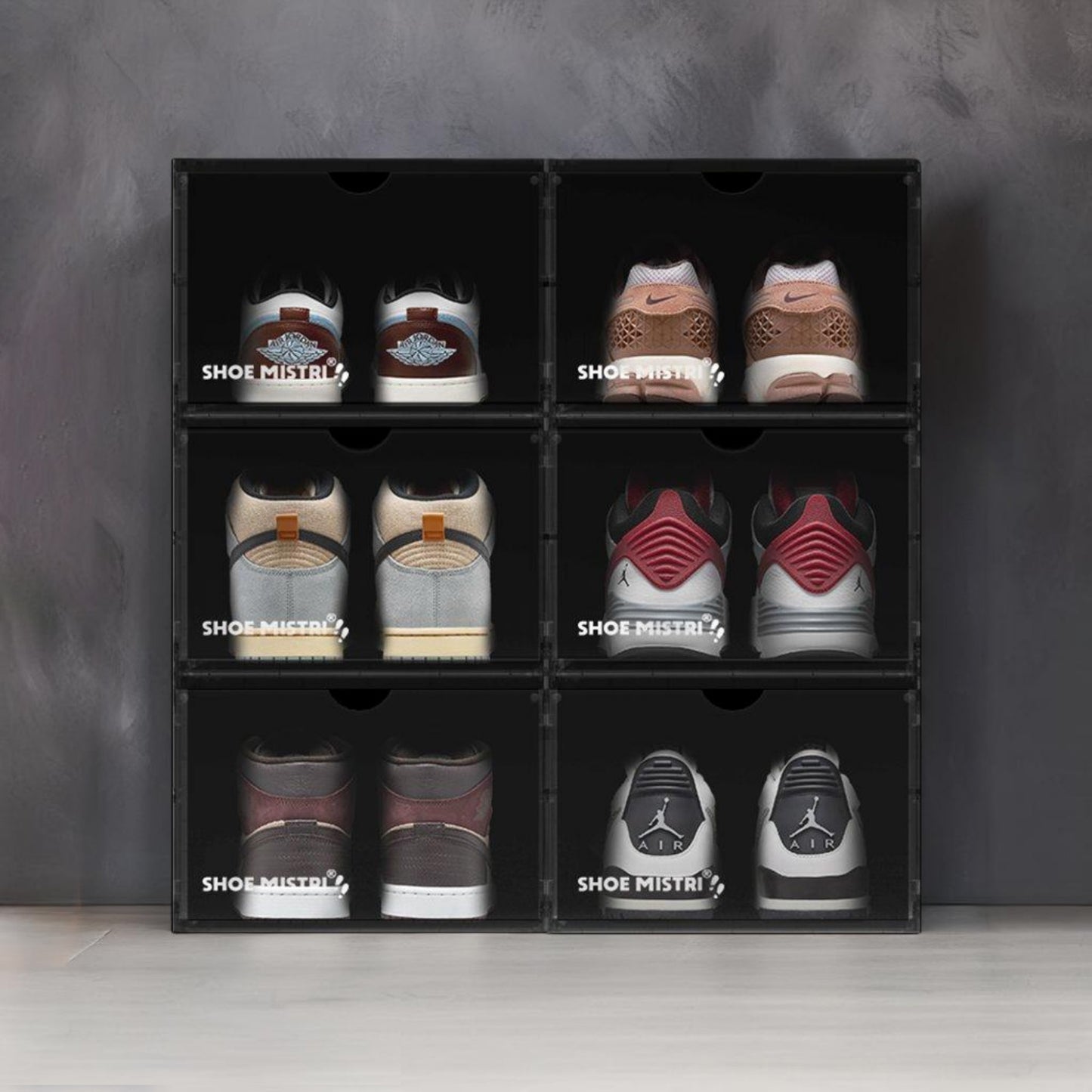 Shoe Mistri Shoe Crates for Sneakers | Plastic Stackable Shoe Box with Clear Door | Multipurpose Foldable Shoe Organizer