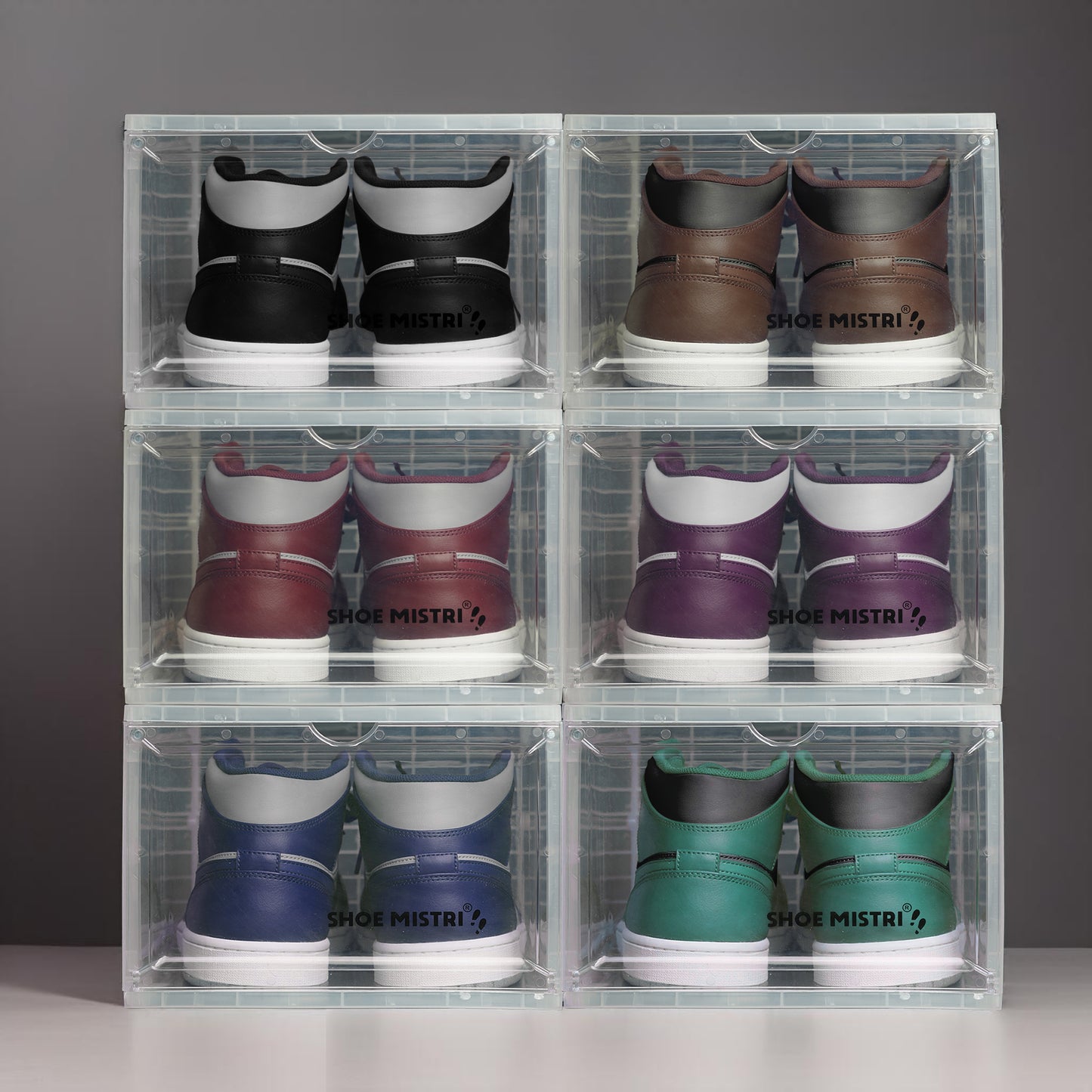 Shoe Mistri Shoe Crates for Sneakers | Plastic Stackable Shoe Box with Clear Door | Multipurpose Foldable Shoe Organizer