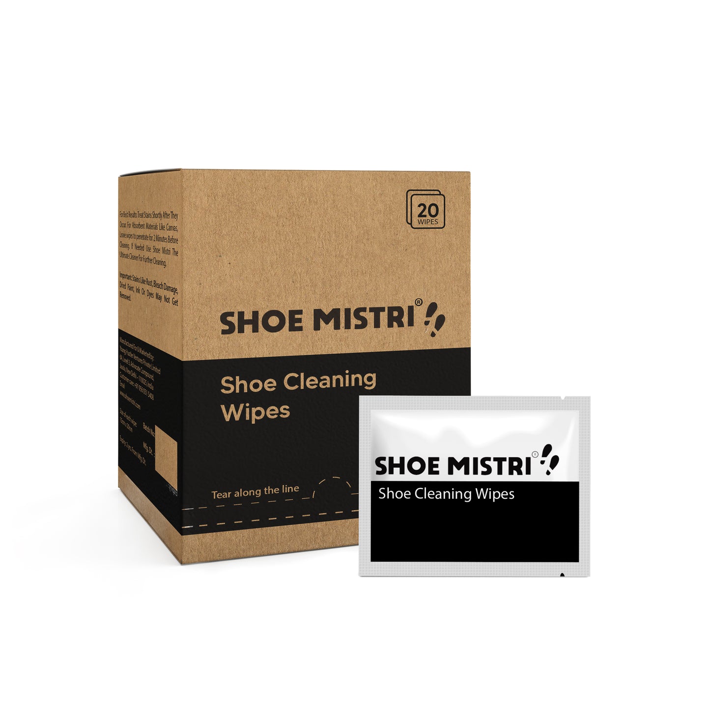 Shoe Mistri Instant Shoe Cleaning Wipes | Shoe Wipes For Quickly Remove Dirt & Stains| Suitable To Use On Leather, Suede, Nubuck, Mesh, Knit, Nylon, PU, Canvas, & Absorbent and Non-Absorbent Material