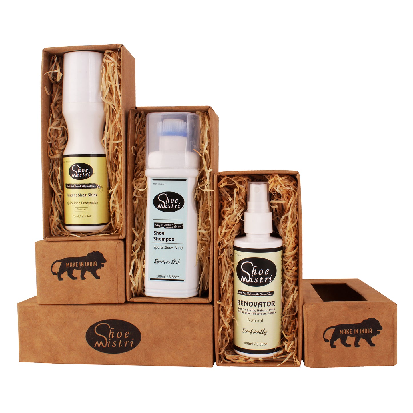 Shoe Mistri Shoe Cleaning Kit (Shoe Renovator, Shoe Shampoo & Instant Shoe Shine - Neutral)