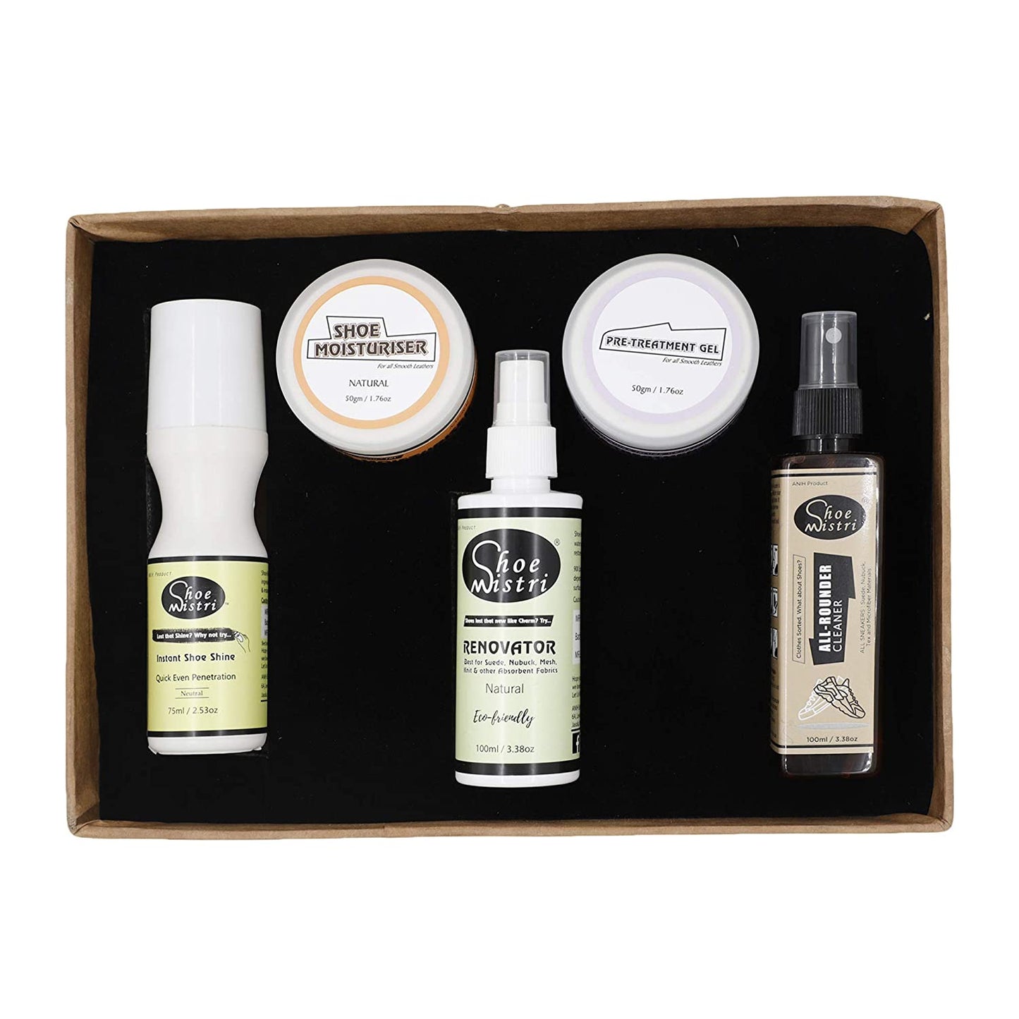 Shoe Mistri Universal Shoe Care Kit Drawer (Pack of Cleaner, Renovator, Moisturiser and Shiner)