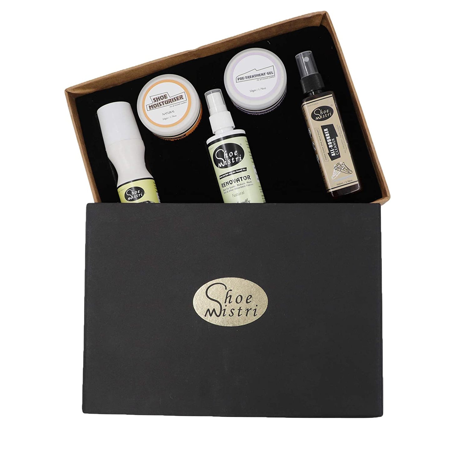 Shoe Mistri Universal Shoe Care Kit Drawer (Pack of Cleaner, Renovator, Moisturiser and Shiner)