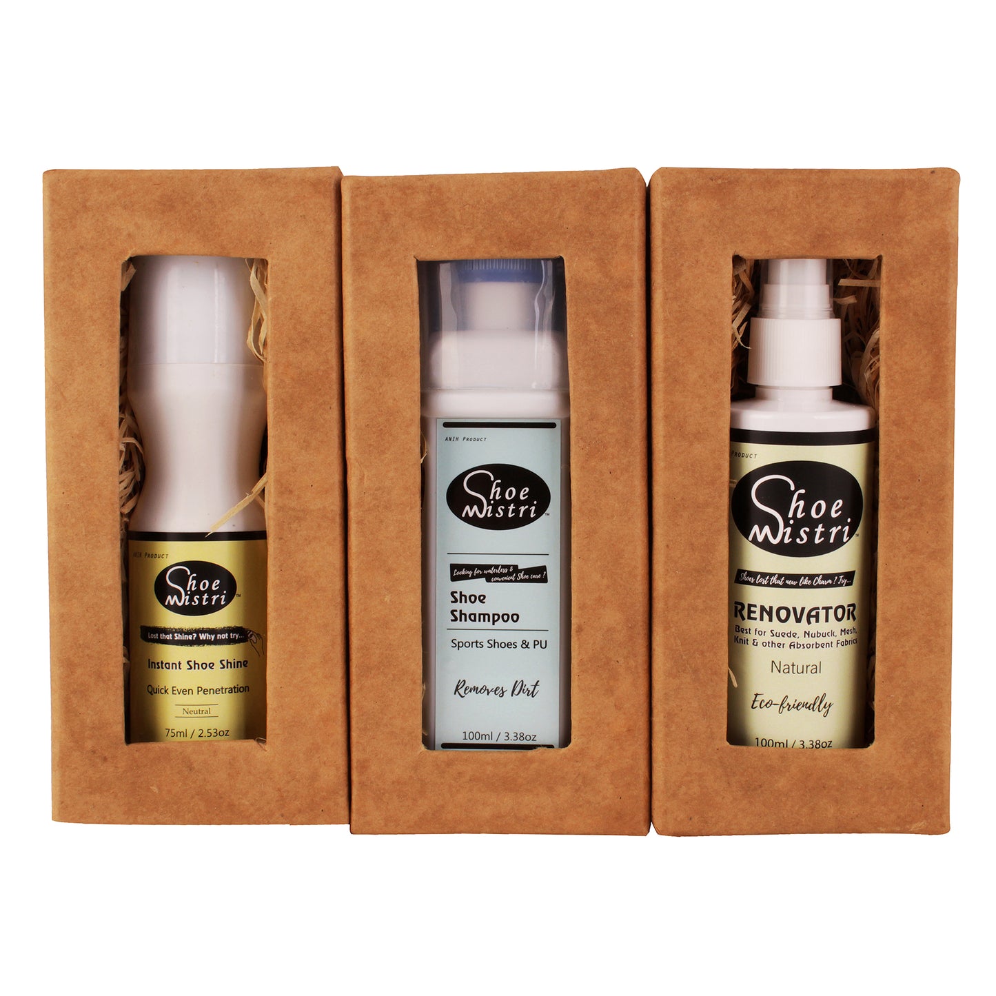 Shoe Mistri Shoe Cleaning Kit (Shoe Renovator, Shoe Shampoo & Instant Shoe Shine - Neutral)