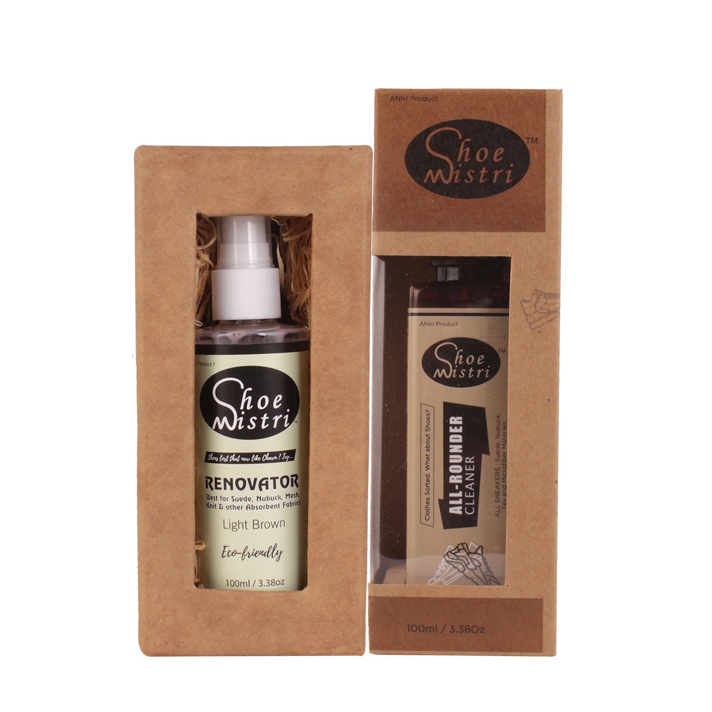 Shoe Mistri All Rounder Cleaner and Renovator (Light Brown) Combo