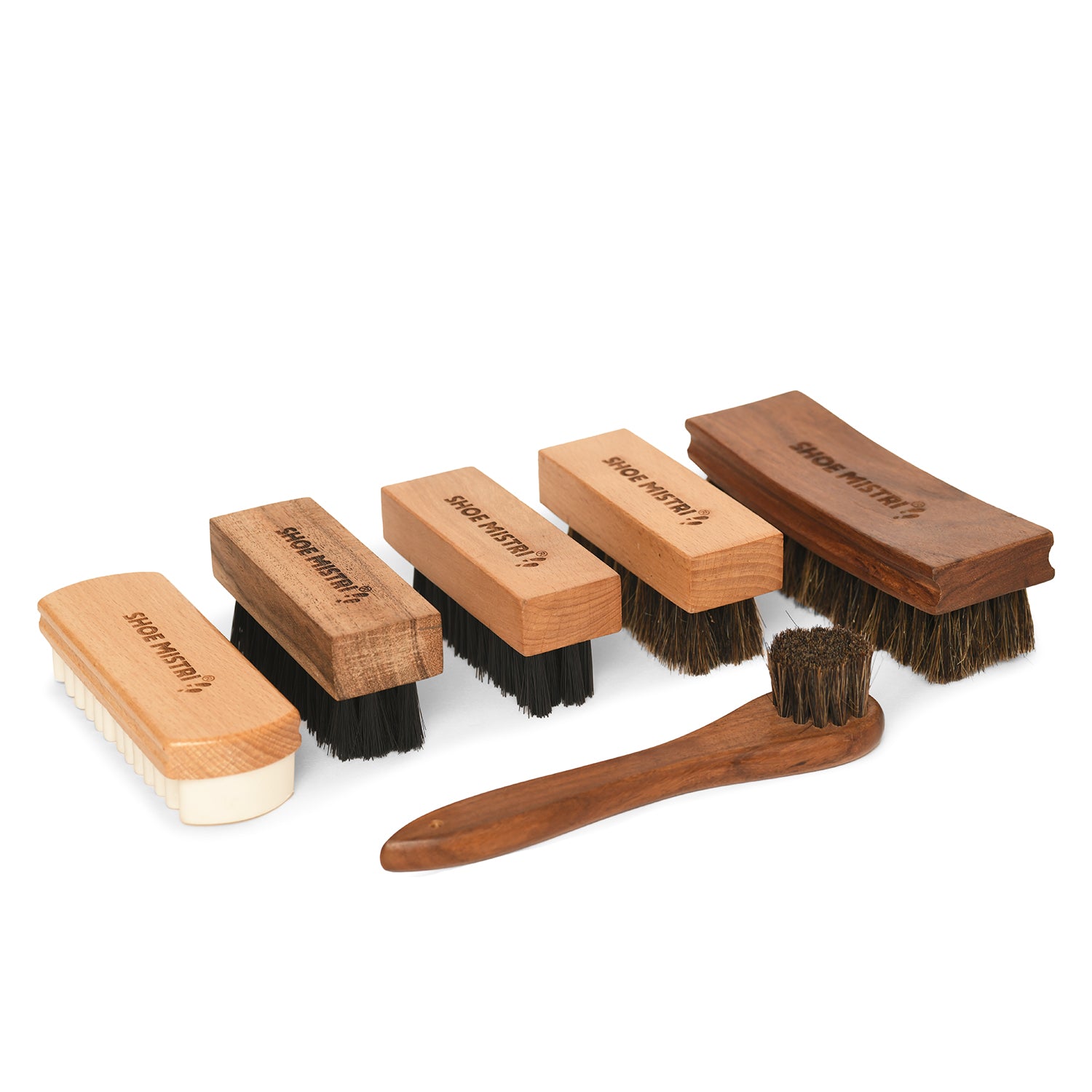 Shoe Mistri Shoes Brushes Combo Kit Pack of 6 for Cleaning, Shining 