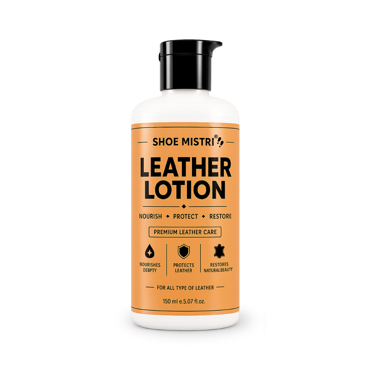 Shoe mistri Leather Lotion & Conditioner | Deep Nourishment, Natural Shine & Cracking Protection | Multipurpose Care for Shoes, Bags, Jackets & Accessories 150 ml