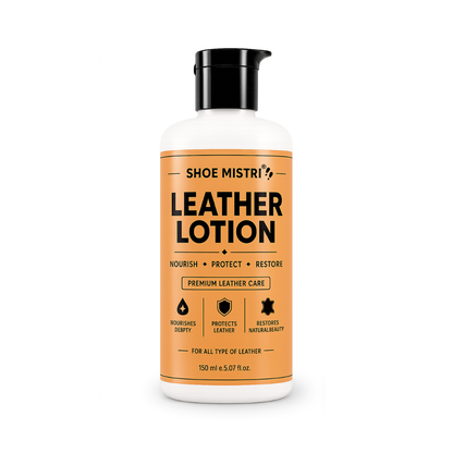 Shoe mistri Leather Lotion & Conditioner | Deep Nourishment, Natural Shine & Cracking Protection | Multipurpose Care for Shoes, Bags, Jackets & Accessories 150 ml