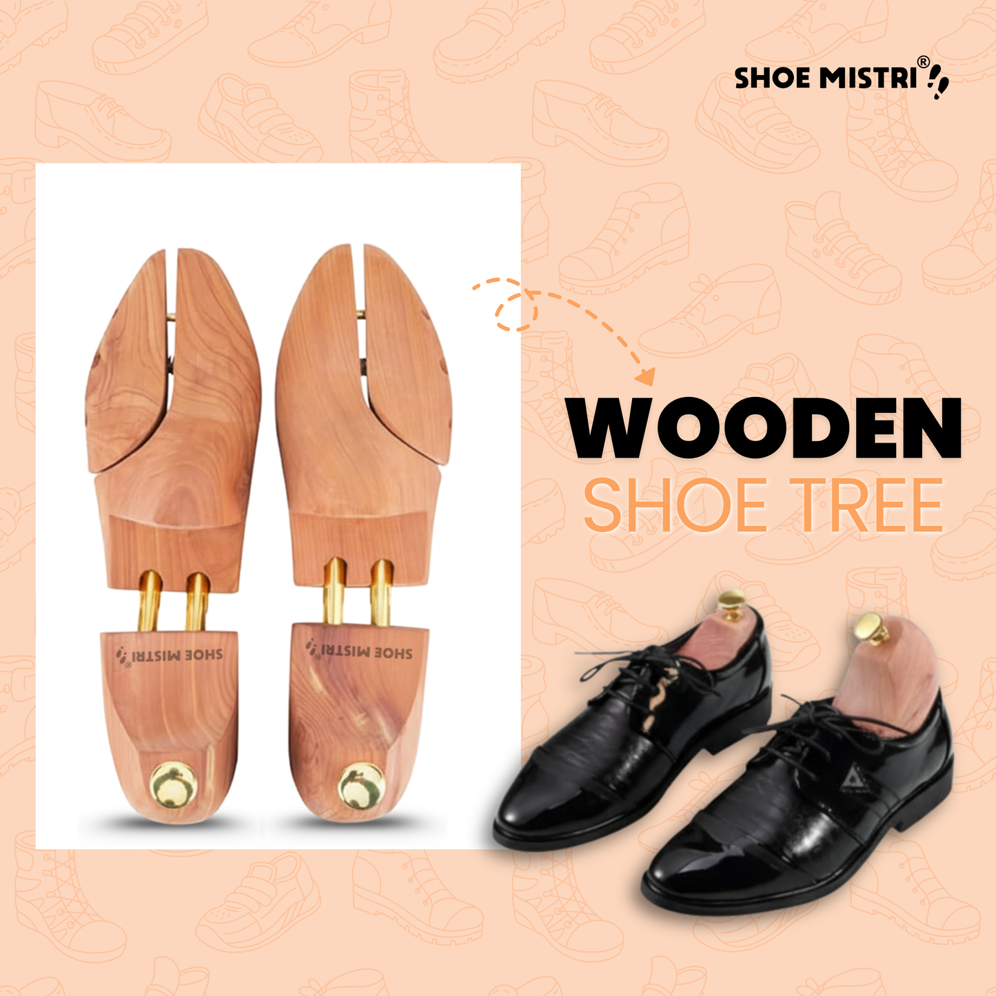 Shoe Mistri Premium Adjustable Wooden Shoe Trees for Sneakers, Shoes & Boots | Shaping and Crease Prevention