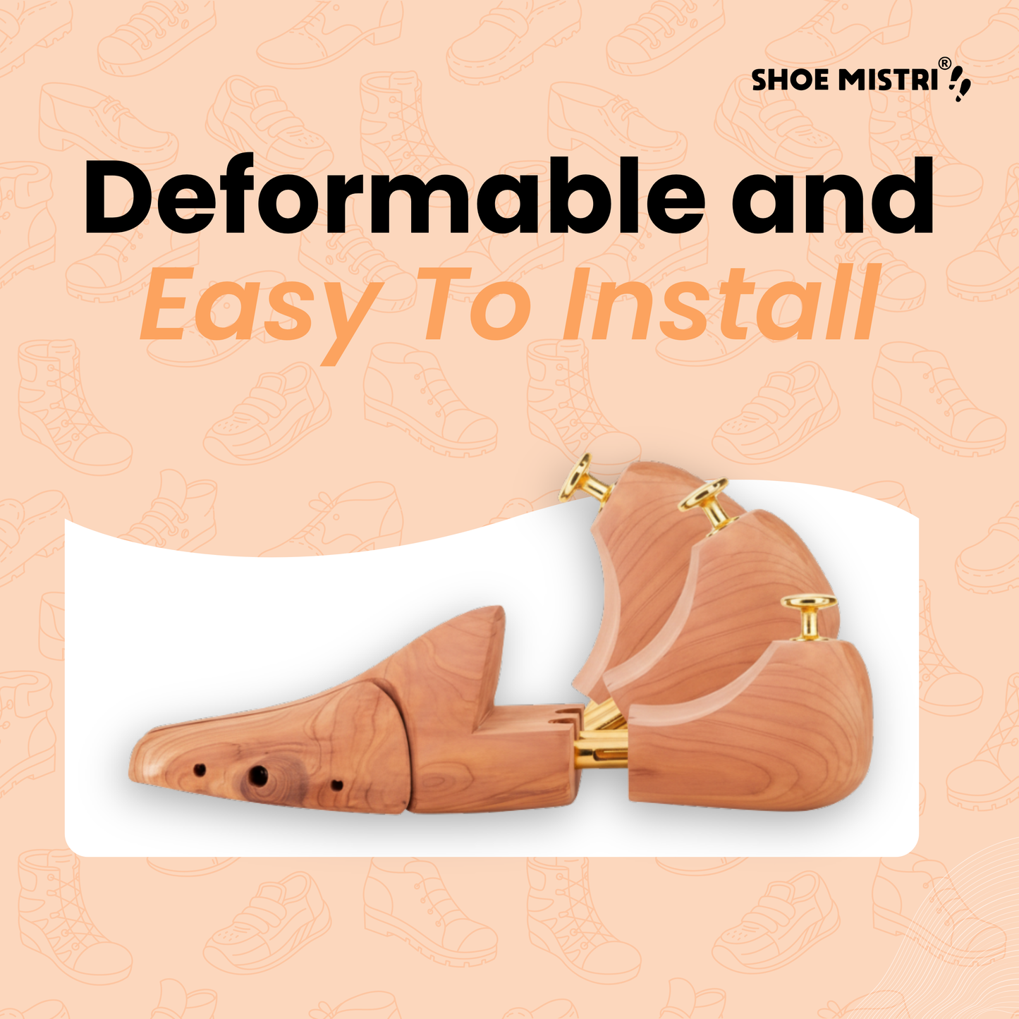 Shoe Mistri Premium Adjustable Wooden Shoe Trees for Sneakers, Shoes & Boots | Shaping and Crease Prevention