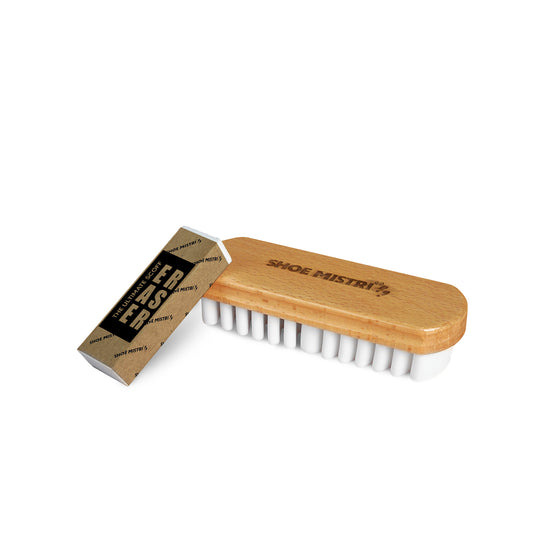 Shoe Mistri Premium Suede Care Combo Of Suede Brush with Suede Eraser | Suitable for Cleaning Suede & Nubuck Boots