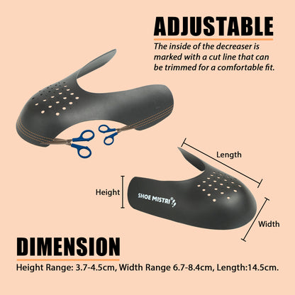 Shoe Mistri Sneaker Shoes Crease Protector, Soft Plastic Material Comfortable Shoe Protectors– Pair of 1 – Black