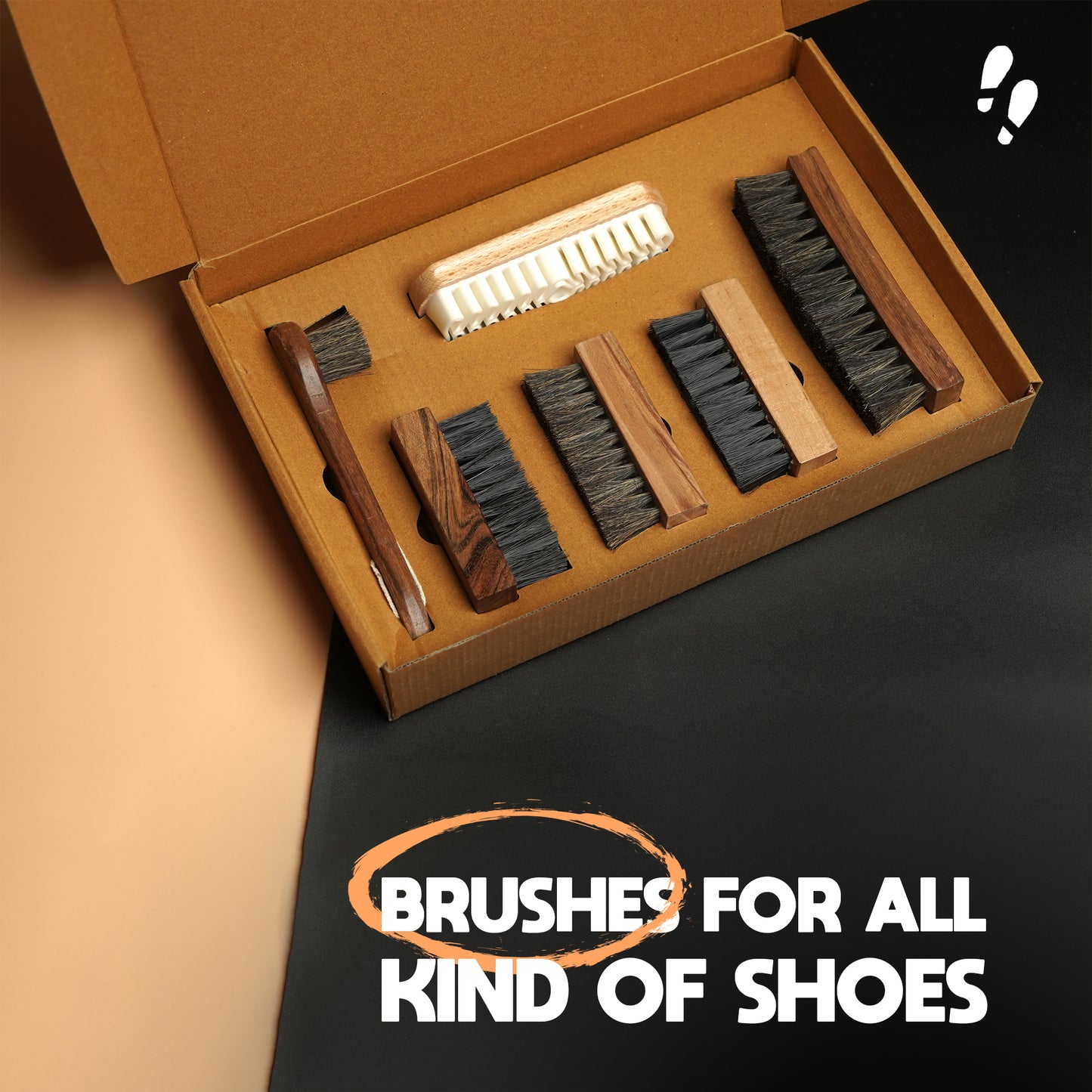 Shoe Mistri Shoes Brushes Combo Kit Pack of 6 for Cleaning, Shining & Buffing Boots Polish & Other Leather Care