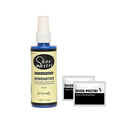 Shoe Mistri Shoe Cleaner (2 Wipes) and Blue Renovator