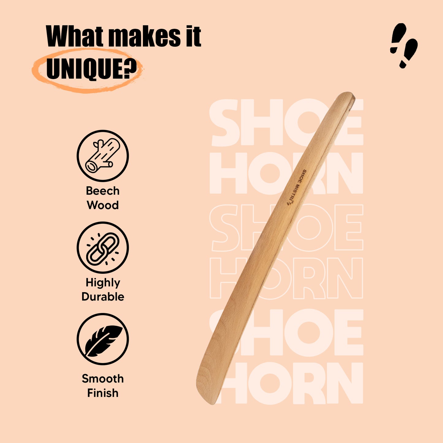 Shoe mistri Shoe Horn for Men & Women | Lightweight Wooden Material I 17" (for Bag, Drawer, Home, Work, Car, Travelling etc.)