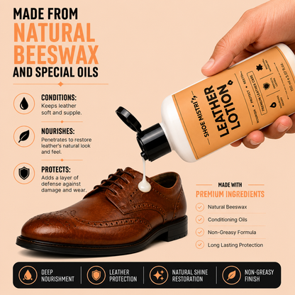 Shoe mistri Leather Lotion & Conditioner | Deep Nourishment, Natural Shine & Cracking Protection | Multipurpose Care for Shoes, Bags, Jackets & Accessories 150 ml