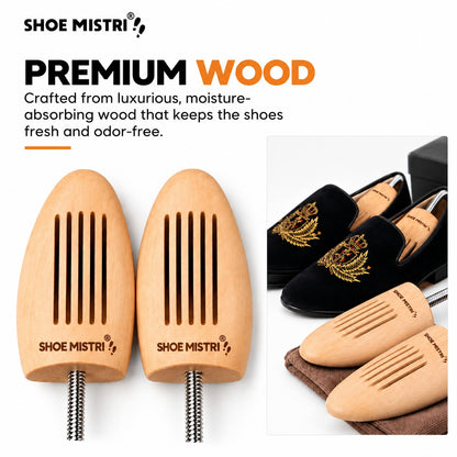 Shoe Mistri Premium Wooden Shoe Trees for Sneakers, Shoes & Boots | Shaping and Crease Prevention