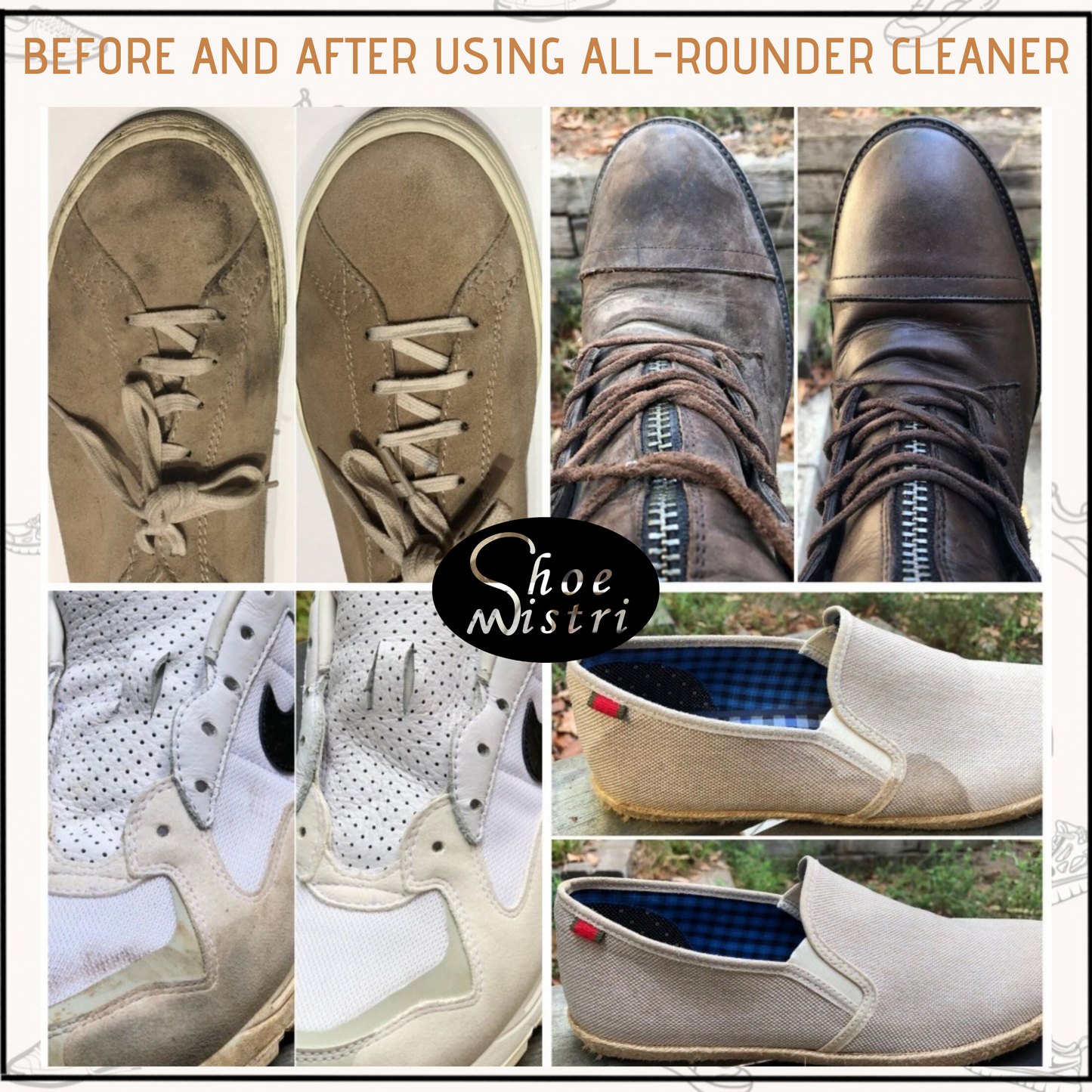 Shoe Mistri All Rounder Cleaner and Renovator (Natural) Combo -Best for Suede,Nubuck,Canvas,Knit and most other absorbent Fabrics