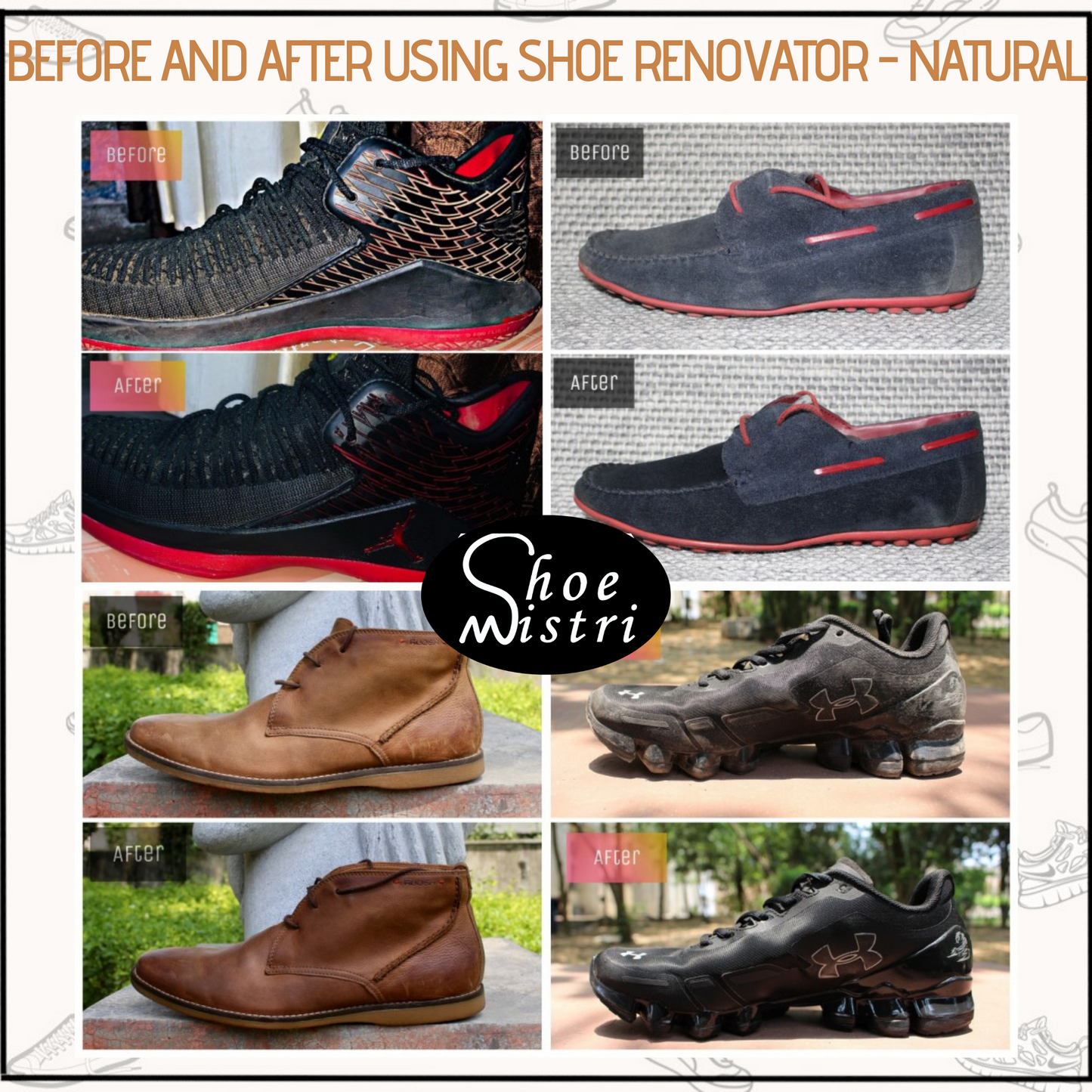 Shoe Mistri Shoe Cleaning Kit (Shoe Renovator, Shoe Shampoo - Natural)